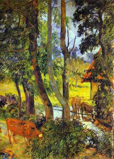 Cattle Drinking by Paul Gauguin